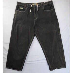 Empyre Mens 42x28 Loose Fit Brown/Gold Jeans Skater Hip Hop Wide Leg Streetwear